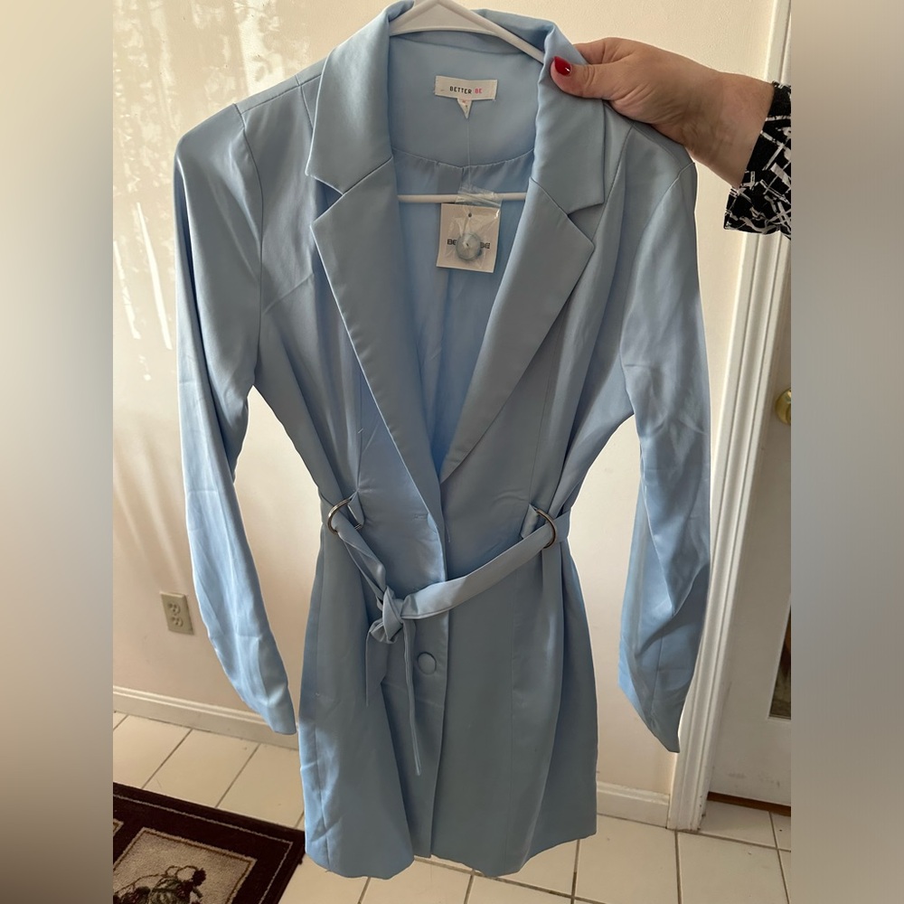 Light Blue Belted Coat